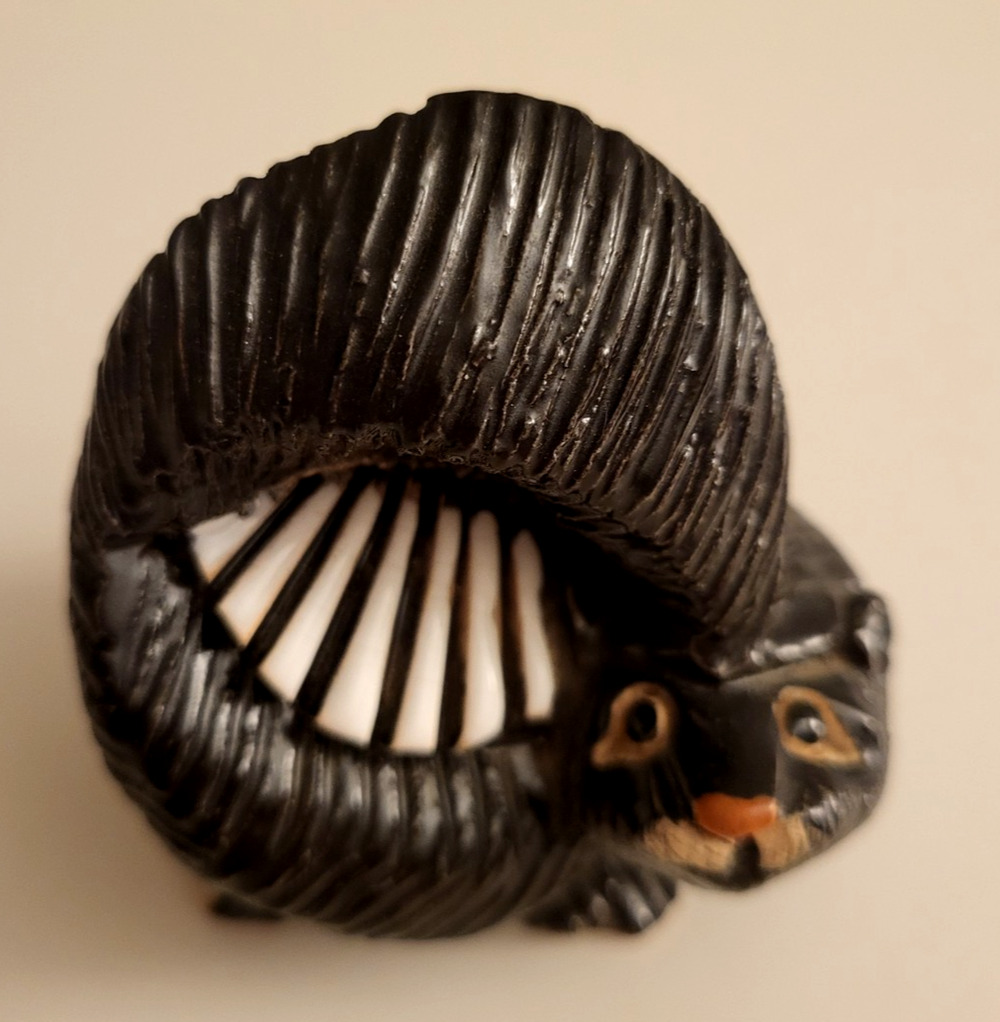 Vintage Artesania Rinconada Skunk Clay Figurine Handcarved Handpainted
